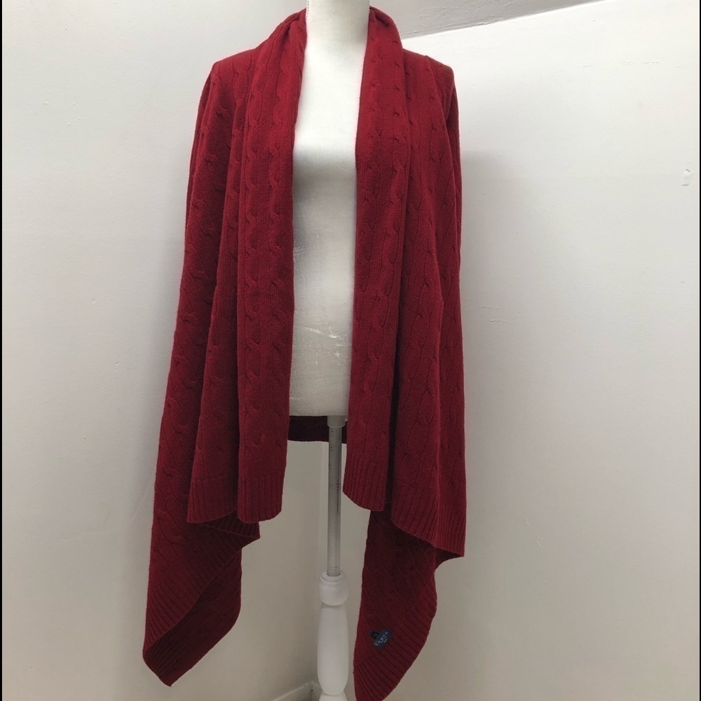 Ralph Lauren Red Long Cable Knit Duster Sweater‌‌‌‌‌‌‌‌‌‌‌